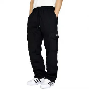 Mens Sweatpants Straight Fit Joggers for Sports and Streetwear Loose Oversized Drawstring Long Pants Men Multi-pocket Pants 5