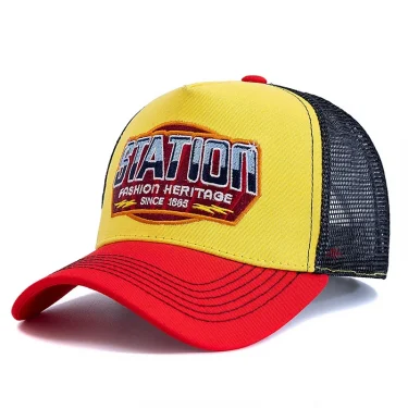 New Style Rich Color Baseball Cap Classic STATION Letter Pattern Mesh Cap Men And Women Breathable Summer Trucker Hat 2