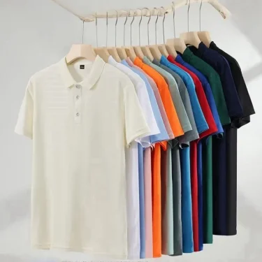 2025 New Summer Polo Shirt Streetwear High Quality Stand Up Collar Polo Shirt Business Men's Clothing Short Sleeve Top T-shirt 4