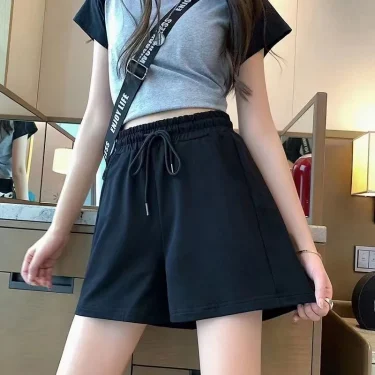 Womens Sports Pocket Solid Drawstring Board Trunk Beach Short Pants Shorts Summer Thin Trousers Zippered Pocket Loose Sweatpant 2