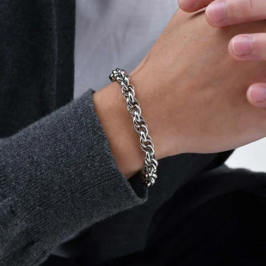 Chunky Twisted Chain Bracelets for Men Boys,Never Fade Stainless Steel Links Wristband,Punk Jewelry Gifts 1