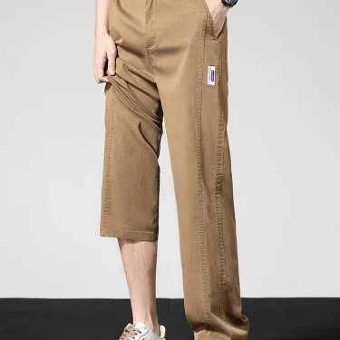 Summer Thin Casual Pants Men's Straight Wide Pants Brand Clothing Lyocell Stretch Loose Trousers Korean Trendy Man Clothing 6