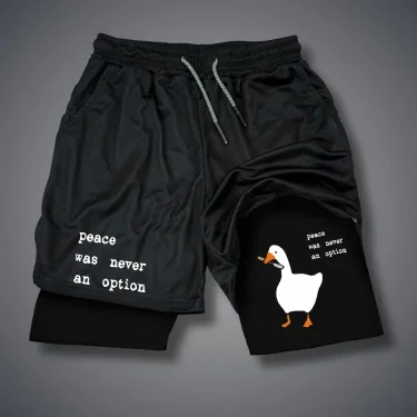 Cartoon Duck Print Men's Shorts Summer Double Layer Letter Print Shorts Quick Drying Pants Fitness Tracksuit Beach Short Pants 1