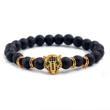 12 Style Bracelet Men Black Lava Healing Balance Beads Reiki Buddha Prayer Natural Stone Yoga Bracelet For Women Leopard Head 4