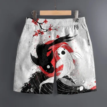 Men's Hawaiian 3D Japanese Pattern Beach Shorts Quick Dry Outdoor Leisure Sports Shorts Fashion Men's Shorts 3