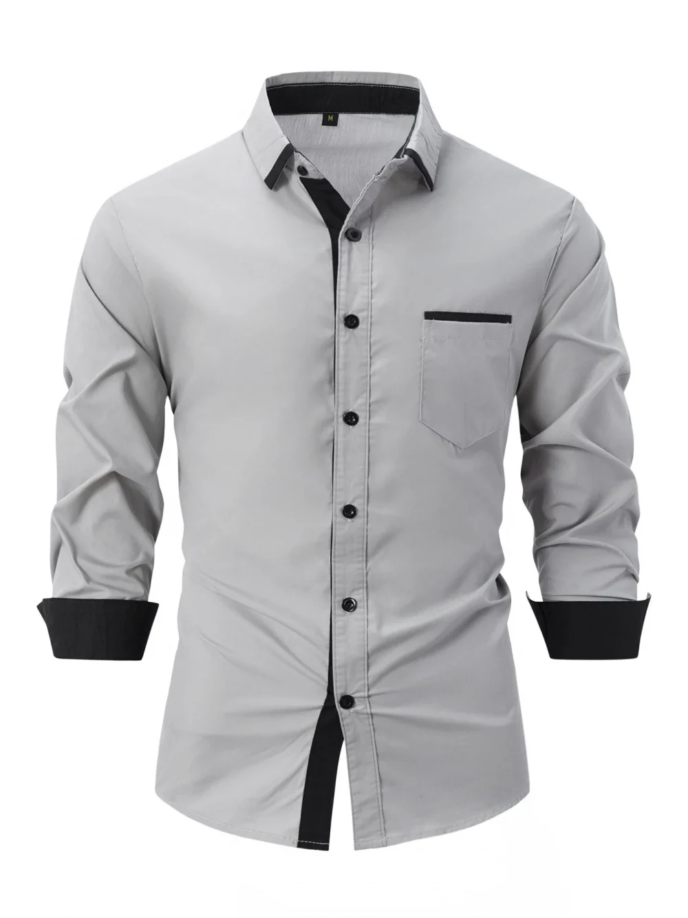 Europe and the United States 2025 new fashion men's spring and autumn cotton men match color business slim casual shirt long sle 4