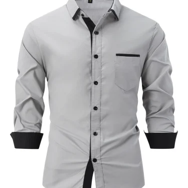 Europe and the United States 2025 new fashion men's spring and autumn cotton men match color business slim casual shirt long sle 4