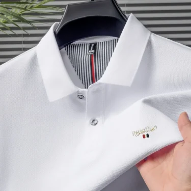 High end 100% pure cotton short sleeve polo shirt men's summer designer new brand letter embroidery Korean casual golf T-shirt 1