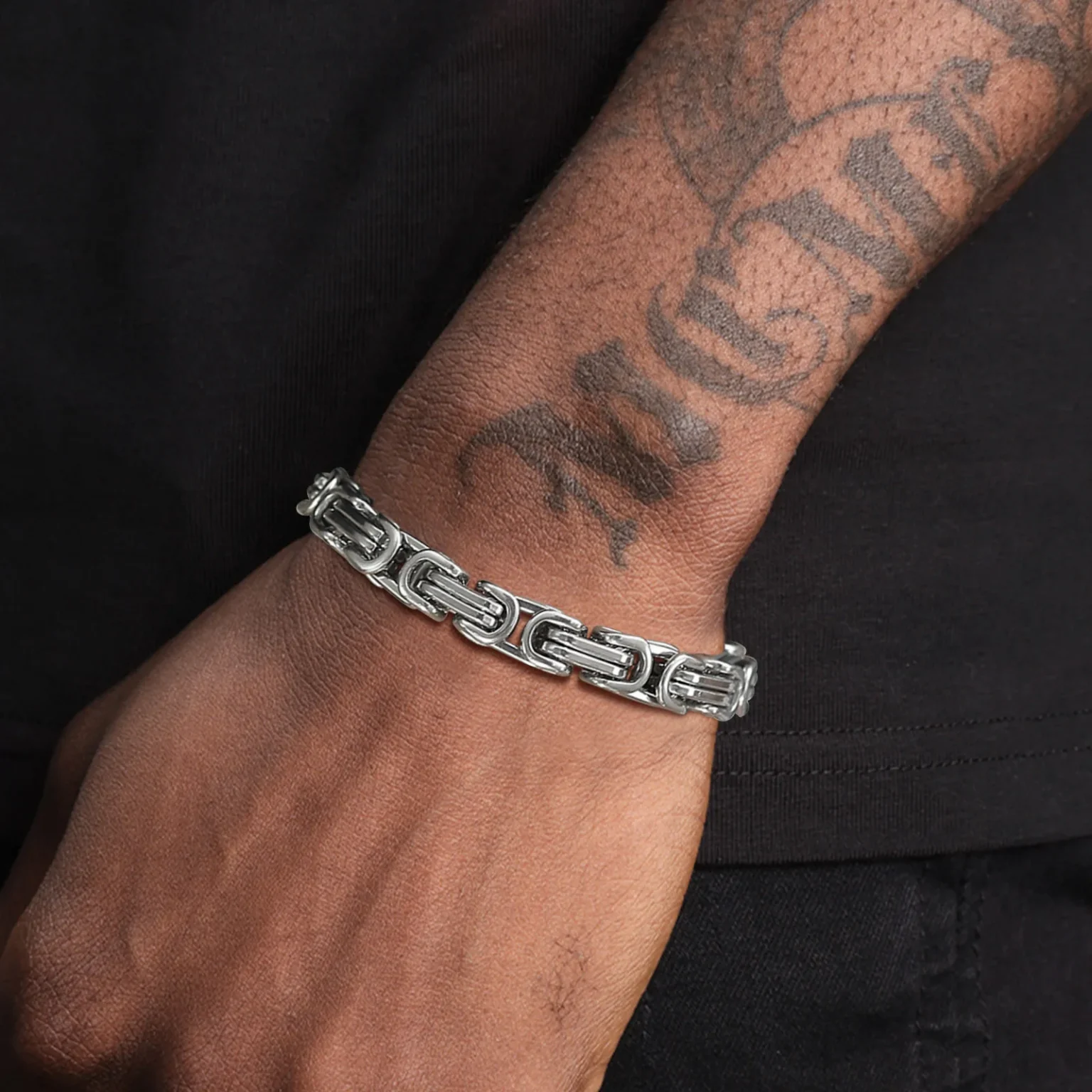 Vnox Stylish Byzantine Chain Bracelet for Men Women Boys, Waterproof Stainless Steel Link Wristband, 4/5/6/6.5/8mm Wide 3
