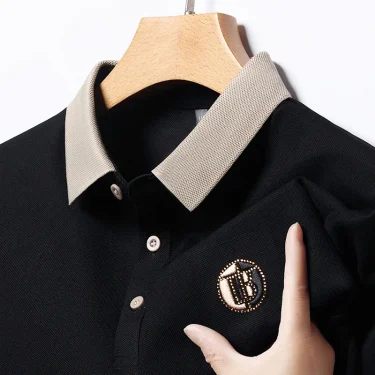 2025 Men's New Embroidered Cotton Business Leisure Short Sleeved POLO Shirt Fashion Short Sleeved Comfortable and Breathable Top 4