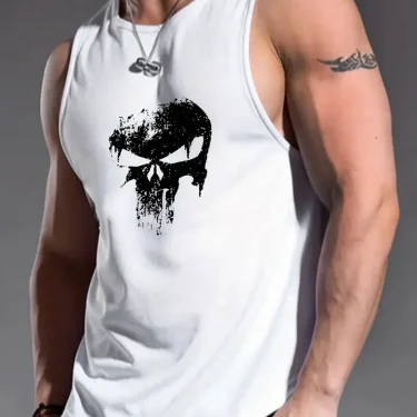 Funny 3D Skull Print Men's Tank Tops Hip Hop Trend Harajuku Sleeveless Shirt Summer Gym T-shirt Man Fashion Fitness Run Vest Tee 2