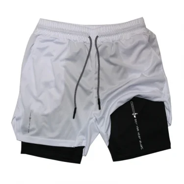 Graphic 2 in 1 Workout Running Shorts for Men Sporty Quick Dry Shorts with Phone Pocket Towel Loop Summer Gym Shorts Activewear 3