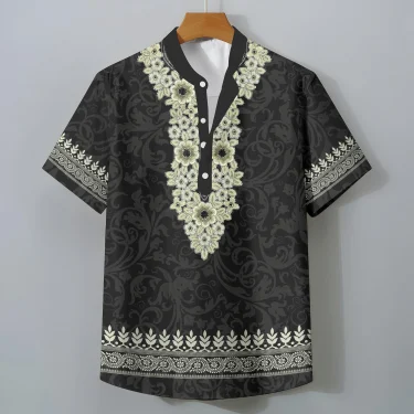 Retro Ethnic Style Short Sleeve Shirt Men's Clothing Casual Fashionable Clothing Comfortable Loose Oversized Summer Tops 3
