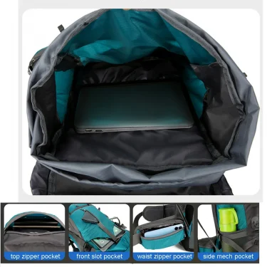 70L Nylon Camping Backpack Travel Bag With Rain Cover Outdoor Hiking Daypack Mountaineering Backpack Men Shoulder Bags Luggage 4