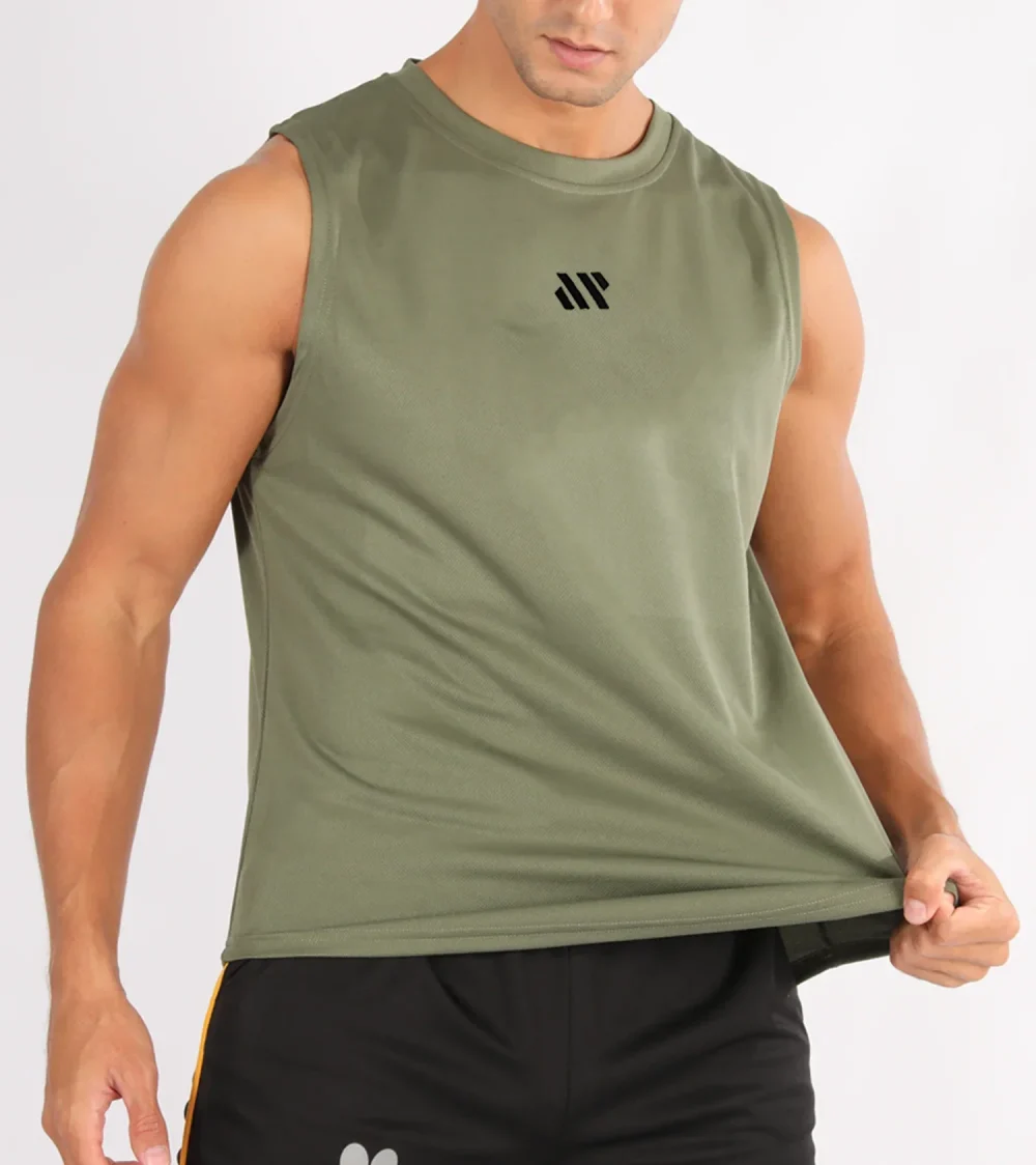 Gym Vest Men's Summer Tank Tops Men Round neck Broad shoulder tops Sleeveless shirt Sport quick-drying Fitness Running Tank Top 1