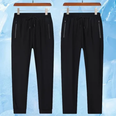 2PCS New Ice Silk Breathable Men's Sports Pants Quick Drying Sweat-absorbing Comfortable Cool High Quality Outdoor Pants for Men 2