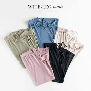 Summer Ice Silk Wide Leg Pants for Women Thin Ice Pants High Waist Draping Casual Loose Straight Leg Pants Floor Trousers 5