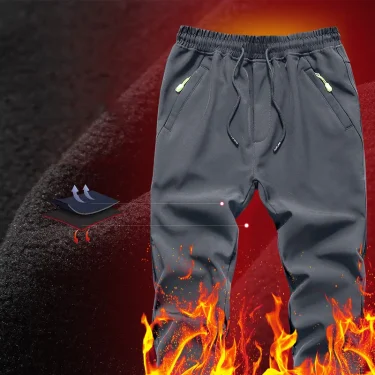 M-5XL Large Size Men's Warm Casual Pants Autumn Winter Plus Velvet Waterproof Outdoor Assault Pants Zipper Pocket Sweatpants 3
