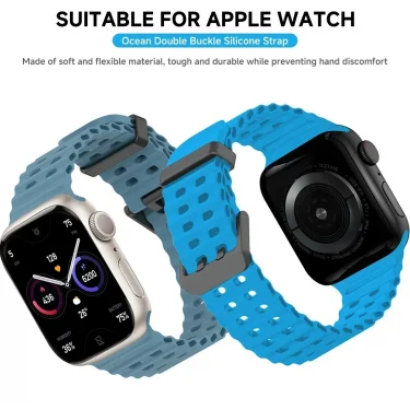 Ocean Silicone Strap for Apple Watch Ultra 2 1 49mm Men's Women's Breathable Bracelet series 10 46mm 42mm 9 8 7 6 5 SE 45mm 44mm 3