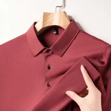 New High-end Ice Silk POLO Men's Short Sleeved T-shirt with Flip Collar, Casual, Sweat Absorbing, Breathable Polo Shirt 4