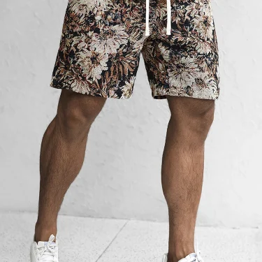 TRAF Summer New Men's Casual Shorts Fashion Printing Loose Drawstring Household Five-Minute Pants Hawaii Beach Flower Pants 1