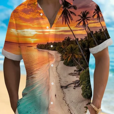 Summer Men's 3D Printed Flower Graphic Shirts Hawaiian Casual Shirt Button Up Shirt Short Sleeve Vacation Beach Wear No Pockets 4