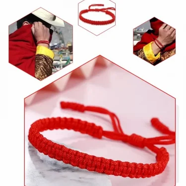 Handmade Black Red thick Rope Knot Bracelet for Women Men Retro Ethnic Style Tibetan Buddha Braid Chain Couple Friendship Jewelr 3