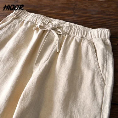 HIQOR 2025 Summer Men Linen Trousers Male Cotton Linen Casual Baggy Pants Breathable Pantalones Hombre Sweatpants Men Clothing 5