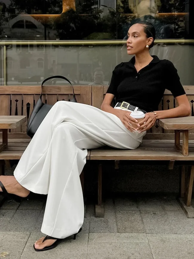 Bornladies White Loose Pants Women's 2025 Autumn/Winter New High Waist Office Lady Wide Leg Pants Temperament Casual Trousers 2