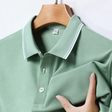 2025 New Men's Business Casual Short Sleeved Shirt Solid Color Polo Shirt Fashionable Breathable Comfortable Versatile Top 3