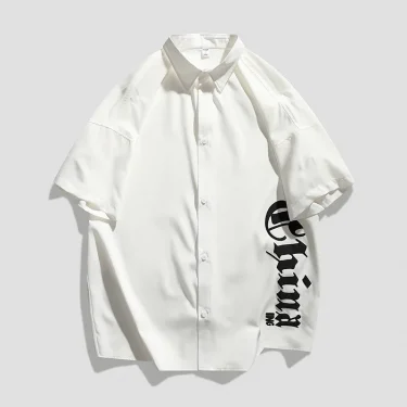 Summer New Mens Half sleeved Shirts Chain Streetwear Oversized Shirt Harajuku Hip Hop Trend Fashion Woman Large Size Casual Tops 3