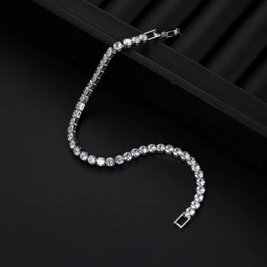 Luxury Hiphop Iced Out 4mm Cubic Zirconia Crystal Tennis Bracelets For Women Men Gold Color Silver Color Bracelet Chain Jewelry 4