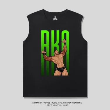 Summer WWE Wrestler Orton Randy Peripheral Vest Printed T-Shirt Short Sleeve Wrestling RKO Cotton Sleeveless Top Men's T-Shirt 5