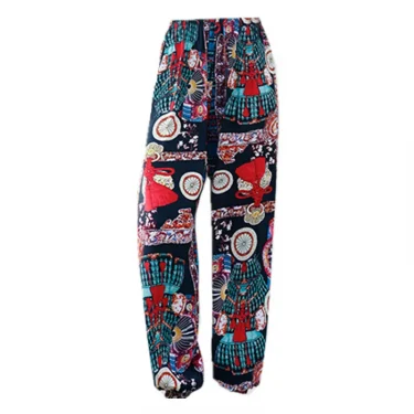 Women's Mosquito-proof Cotton Silk Beach Summer Casual Flower Pants Artificial Cotton Summer Sleeping Pants Thin Adult Bloomers 5