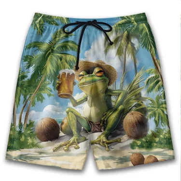 Funny 3d Print Frog Beach Shorts Men Swim Trunks Summer Animal Sports Surfing Board Shorts Child Holiday Party Bathing Suits 2
