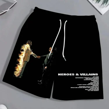New Summer Men's Trendy Black Shorts Breathable Absorb Sweat Quick-drying Gyms Loose Beach Shorts Outdoor Sports Fashion Shorts 5