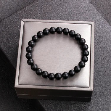Natural Stone Matte Onyx Bracelet Men Natural Black Agate Bead Bracelet Women Yoga Meditation Healthy Handmade Jewelry wholesale 2
