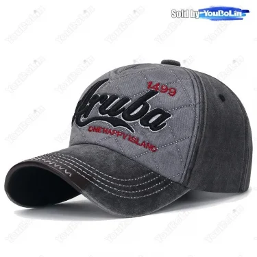 Aruba Letter Embroidered Cotton Adjustable Two-tone Baseball Cap Sun Hat Trucker Caps Dad Hats 5