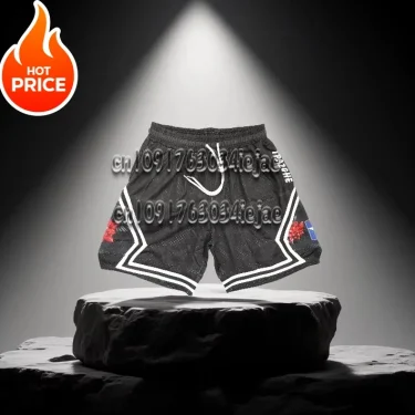 Basketball Shorts Men Mesh Gym Sports Training Drawstring Breathable Retro Casual Fashion With Pocket Quick Drying Casual Shorts 3