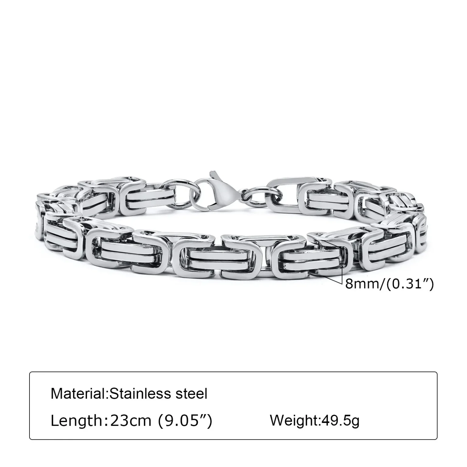 Vnox Stylish Byzantine Chain Bracelet for Men Women Boys, Waterproof Stainless Steel Link Wristband, 4/5/6/6.5/8mm Wide 6