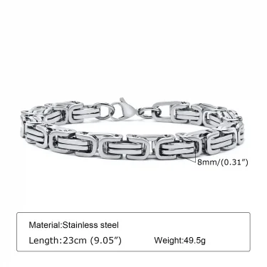 Vnox Stylish Byzantine Chain Bracelet for Men Women Boys, Waterproof Stainless Steel Link Wristband, 4/5/6/6.5/8mm Wide 6