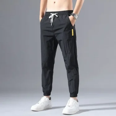 2025 New Spring Summer Brand Clothing Men's Thin Casual Pants Thin Slim Elastic Waist Korea Jogger Ankle Length Trousers Male 4