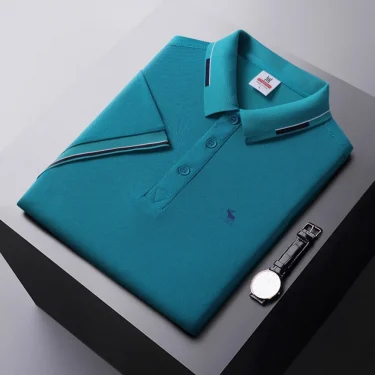 Men's breathable short sleeve top lapel T-shirt Fashion summer new 2024 print comfortable pullover business casual POLO shirt 5