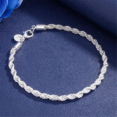 925 Sterling Silver Exquisite Solid Chain Bracelet Fashion Charm Women Men Solid Wedding Cute Simple Models Jewelry 2
