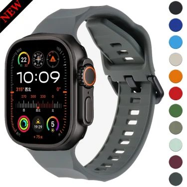 Soft Silicone Band for Apple Watch Ultra 2 49mm 46mm 45mm 44mm 42mm 38 40 41 mm Sport Wristband iWatch Series 10 9 8 5 3 SE Band 1
