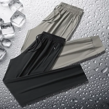 Big Size 8XL Men Summer Thin Ice Silk Pants Loose Style Workwear Casual Quick Dry Sports Pants Long Breathable High Elasticity 2