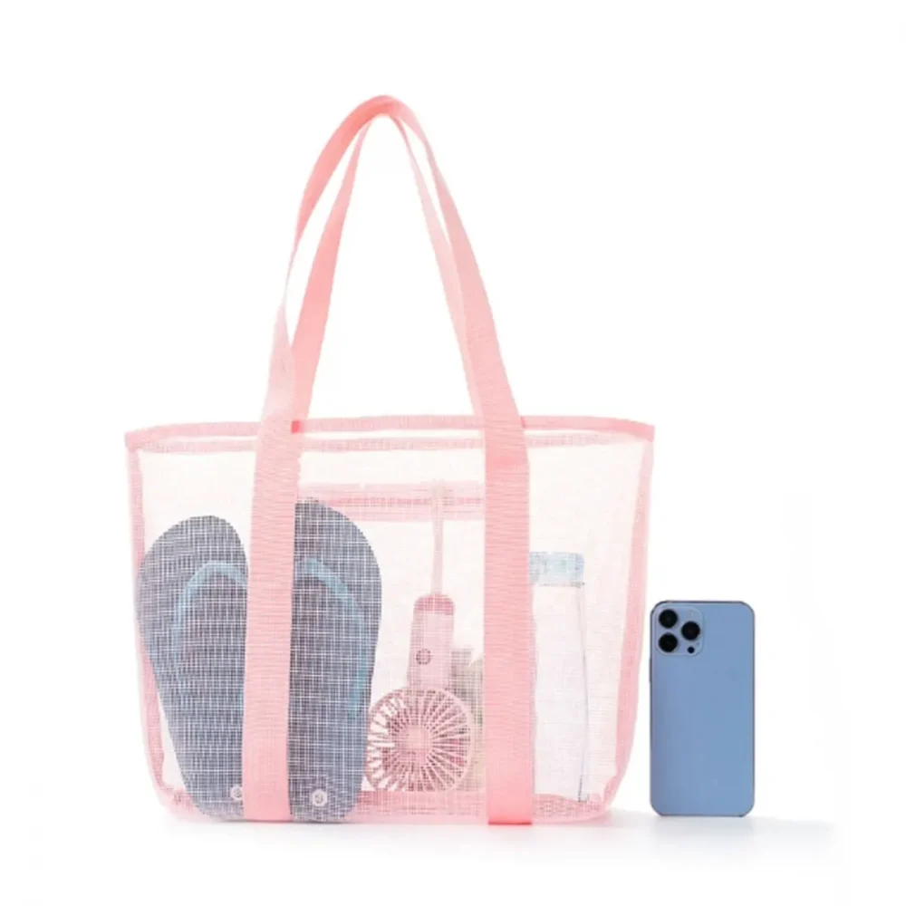 Polyester mesh beach bag Large capacity travel wash bag Swim storage bag Minimalist mesh beach bag one pack 4