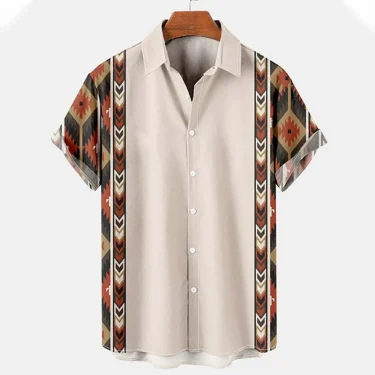 Hawaiian Beach Shirts Ethnic Style 3D Print Streetwear Men Women Fashion Vintage Short Sleeve Shirt Blouse Harajuku Man Clothing 3
