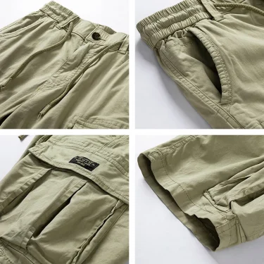 Men Summer New Multi Pockets Cotton Cargo Shorts Men Fashion Solid Quick Dry Joggers Shorts Pants Outdoor Breathable Shorts Male 6