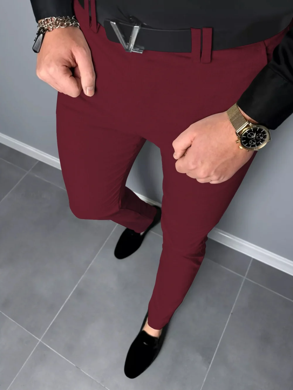 Men's Casual Pants Seasonal Comfort Daily Morning Travel Wear Solid Color Regular Slim Straight Leg Pants 3